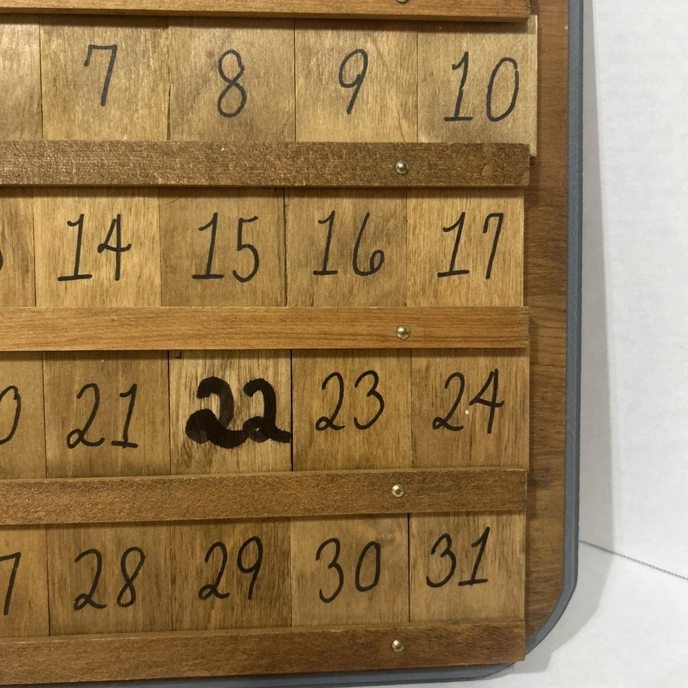 Vintage homemade wooden calendar interchangeable entres for each month Hearts